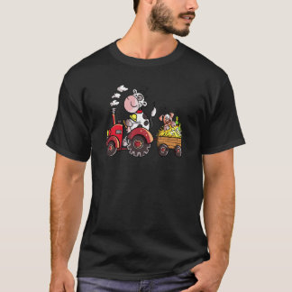 T-shirt Vache Conduisant Tracteur I Tracteur Agricole Anim
