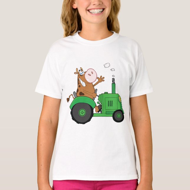 T-shirt Vache conduisant un tracteur (Devant)