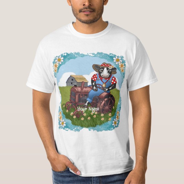T-shirt Vache conduisant un tracteur (Devant)
