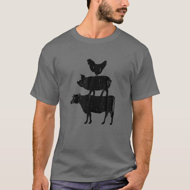 T-shirt Vache cool De Poulet De Cochon Empilée Sur La Ferm (Devant)