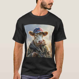 T-shirt Vache cool MAGA avec pistolet et Camouflage Cute A