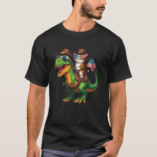 T-shirt Vache cow-boy drôle Chat à cheval Dinosaure Drapea