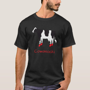 T-shirt Vache Cowasocki portant des chaussettes rouges et