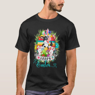 T-shirt Vache Dans Le Panier D'oeufs De Pâques Lapins Mign
