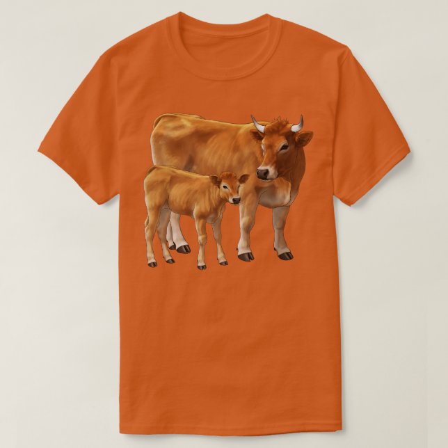 T-shirt Vache d'Aubrac et veau mignon (Design devant)