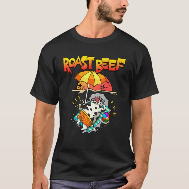 T-shirt Vache De Boeuf Rôti Sur Plage Vacances Soleil Tan  (Devant)