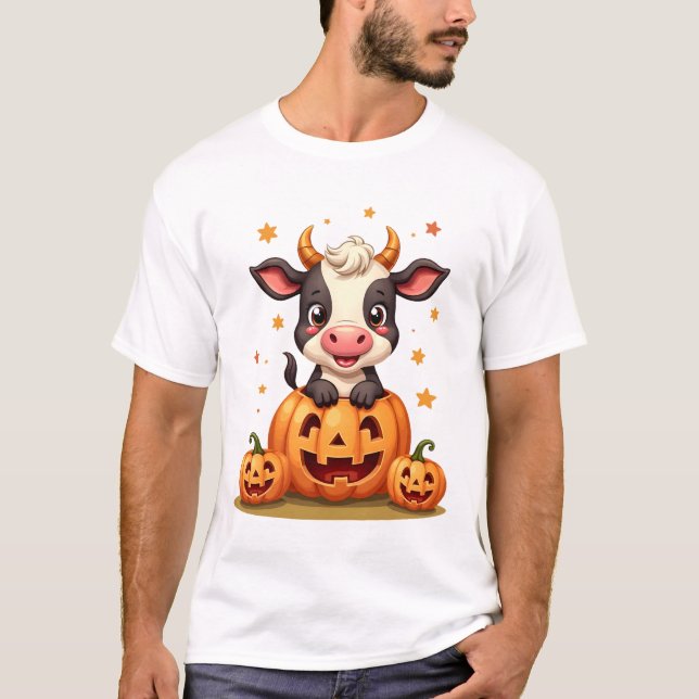 T-shirt Vache de champ de citrouilles (Devant)