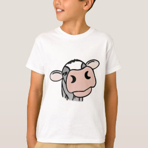 T-shirt vache de dessin animé noir blanc rose baiser gris
