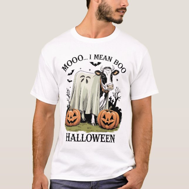 T-shirt Vache de ferme Halloween vintage (Devant)