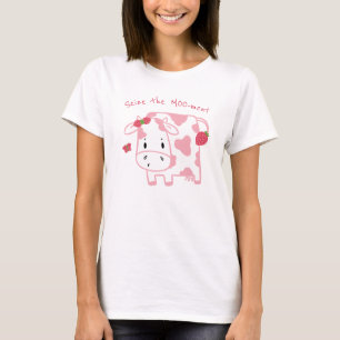 T-shirt Vache de fraise mignonne Saisir la laine