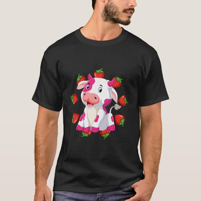 T-shirt Vache de fraise Vache de fruits mignonne (Devant)