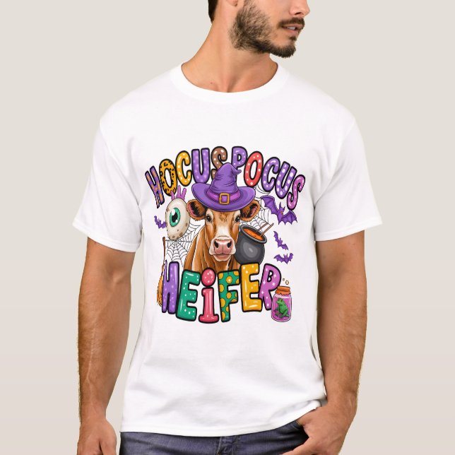 T-shirt Vache de Halloween génisse Hocus Pocus (Devant)