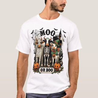 T-shirt Vache de Halloween Moo ou Boo