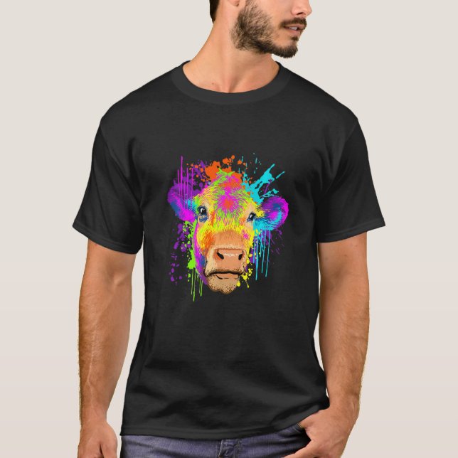 T-shirt Vache de la ferme de vaches Splash Art (Devant)