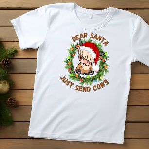 T-shirt Vache de Noël de père Noël Cute Highland