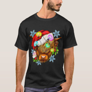 T-shirt Vache de Noël drôle Highland, Li de Noël occidenta