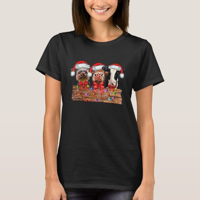 T-shirt Vache de Noël Highland Mooey Noël (Devant)