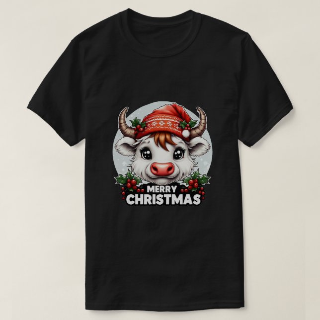 T-shirt vache de Noël mignonne (Design devant)