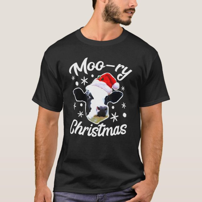 T-shirt Vache de Noël Moo Ry Vacances (Devant)