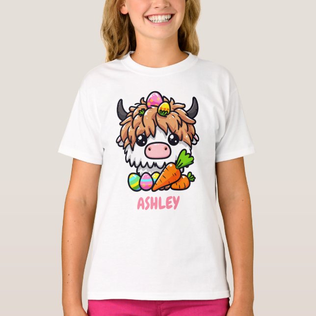T-shirt Vache de Pâques avec oeufs de Pâques personnalisée (Devant)