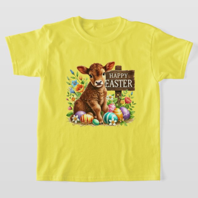 T-shirt Vache de Pâques mignonne et heureuse  (Poser)