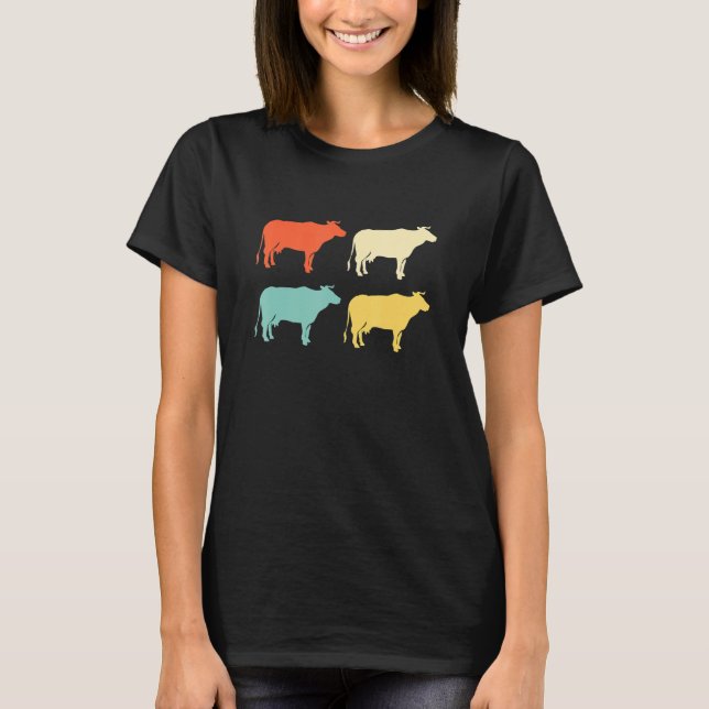 T-shirt Vache de paysan aux couleurs rétro (Devant)