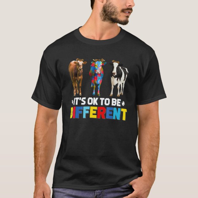 T-shirt Vache de puzzle mignonne C'est correct d'être diff (Devant)