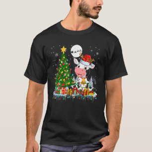 T-shirt Vache de rennes de Noël Arbre Lumineux Agriculteur