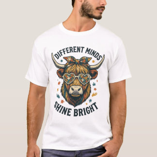T-shirt Vache de sensibilisation à l'autisme Gravure vinta