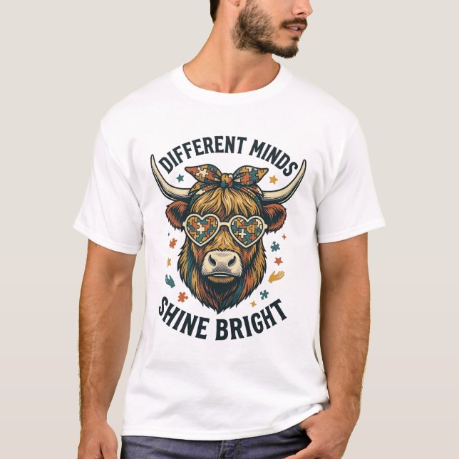 T-shirt Vache de sensibilisation à l'autisme Gravure vinta (Devant)