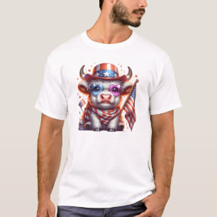 T-shirt Vache des Highlands 4 juillet Sublimation Clipart-