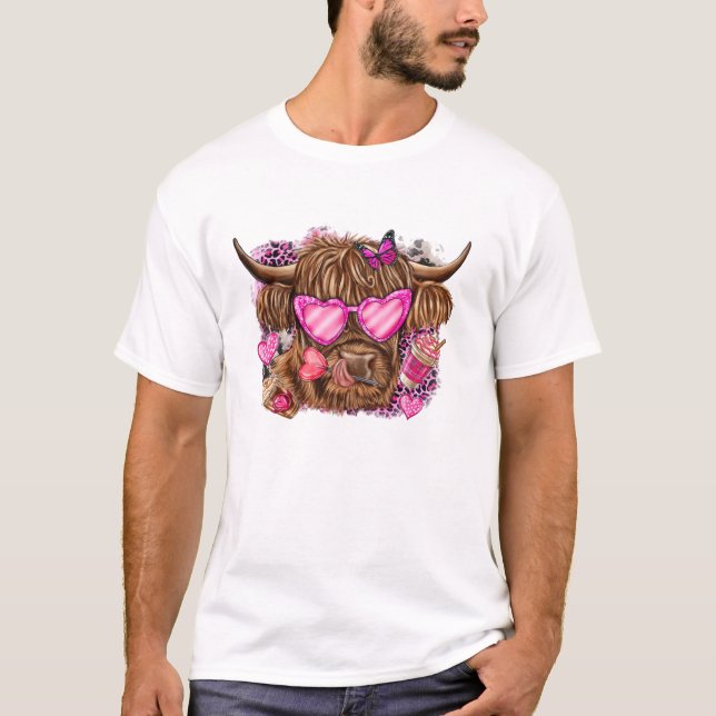 T-shirt Vache des Highlands de la Saint-Valentin (Devant)