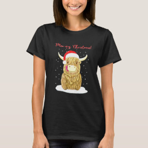T-shirt Vache des Highlands Écossais Joyeux Noël Neige