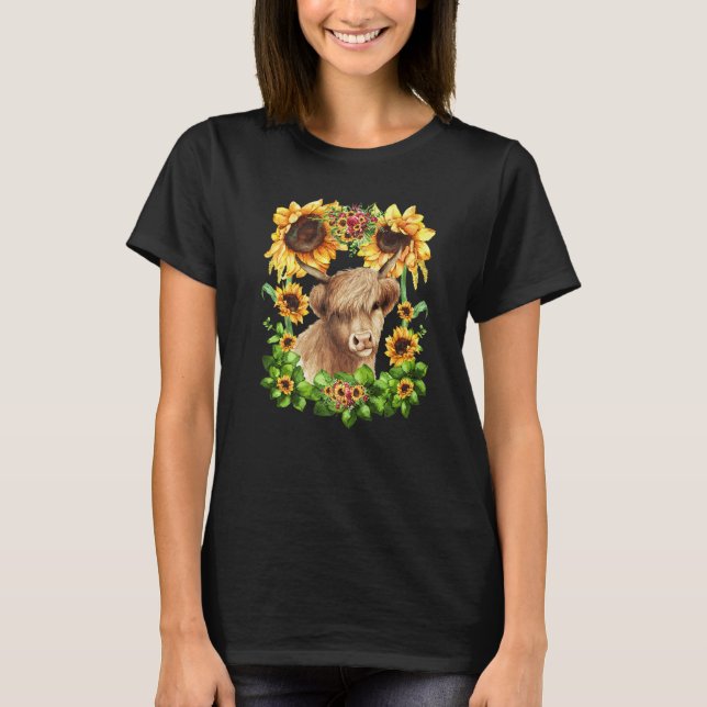 T-shirt Vache des Highlands écossaise pour femmes Cute Sum (Devant)