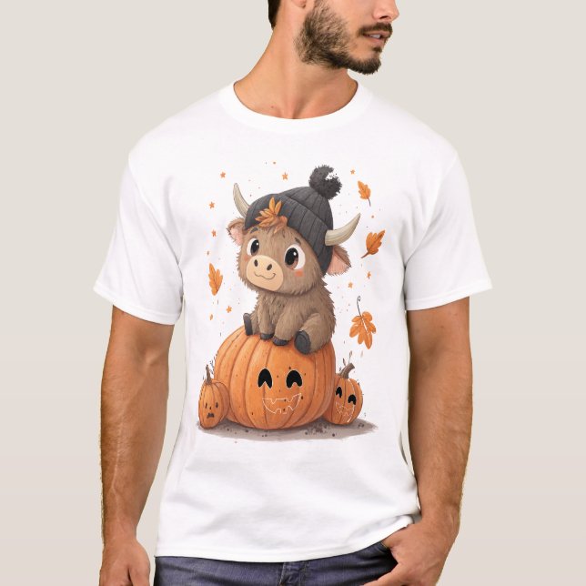 T-shirt Vache des Highlands Halloween Rétro 2 (Devant)
