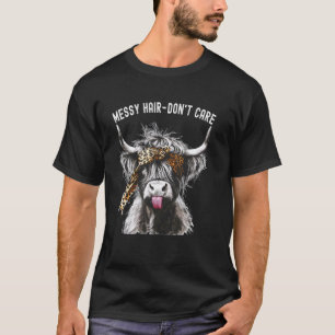 T-shirt Vache des Highlands Imprimé Léopard Cheveux Décoif