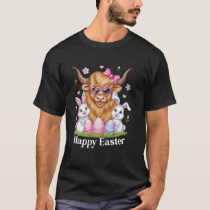 T-shirt Vache des Highlands Lapins Oreilles Nœud Mignons L