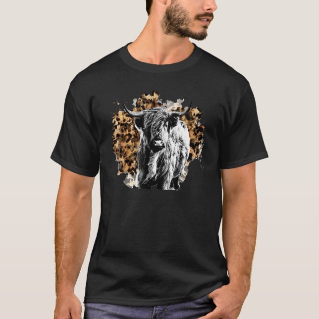 T-shirt Vache des Highlands Léopard Génisse Pays Occidenta (Devant)