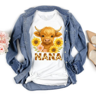 T-shirt Vache des Highlands Nana Grand-mère Campagne Rusti