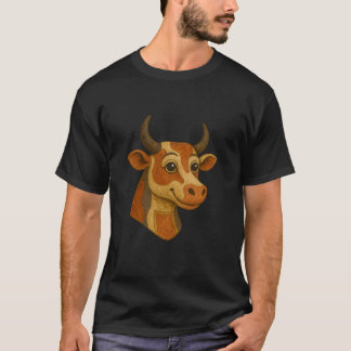 T-shirt Vache des Highlands souriante dans le style égypti