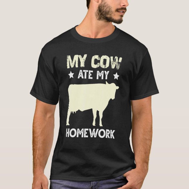 T-shirt Vache Devoir Manger Excuse Pour Génisse Veau Grang (Devant)