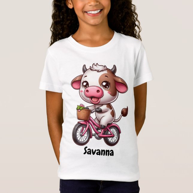 T-Shirt Vache drôle à vélo (Devant)