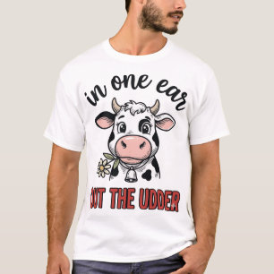 T-shirt Vache drôle avec une oreille dans l'autre du tee-s