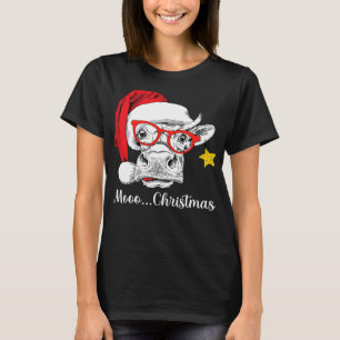 T-shirt Vache drôle de bétail avec Santa Hat Lover Noël Pa