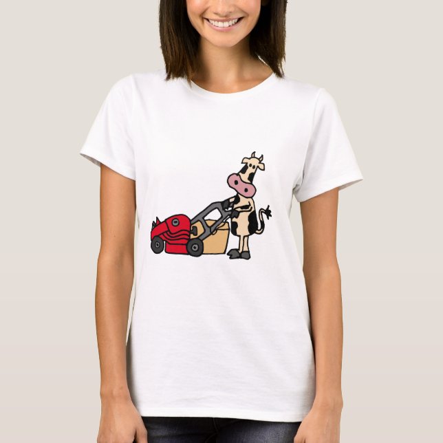 T-shirt Vache drôle poussant la bande dessinée rouge de (Devant)
