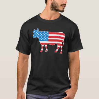 T-shirt Vache du 4 juillet Drapeau américain Vache