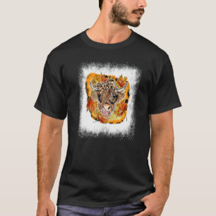 T-shirt Vache écossaise de Thanksgiving décolorée Léopard