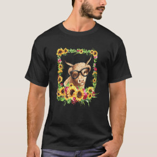 T-shirt Vache écossaise des Highlands avec lunettes - Moti