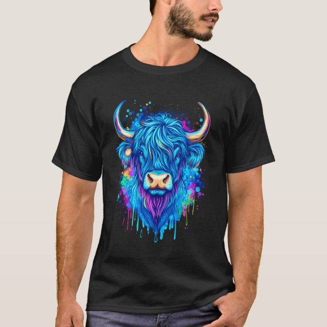 T-shirt Vache Écossaise des Highlands Bovins Highlander Éc (Devant)