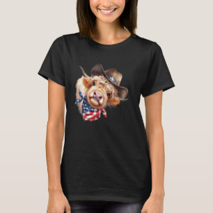 T-shirt Vache écossaise drôle de Highland Cow le 4 juillet